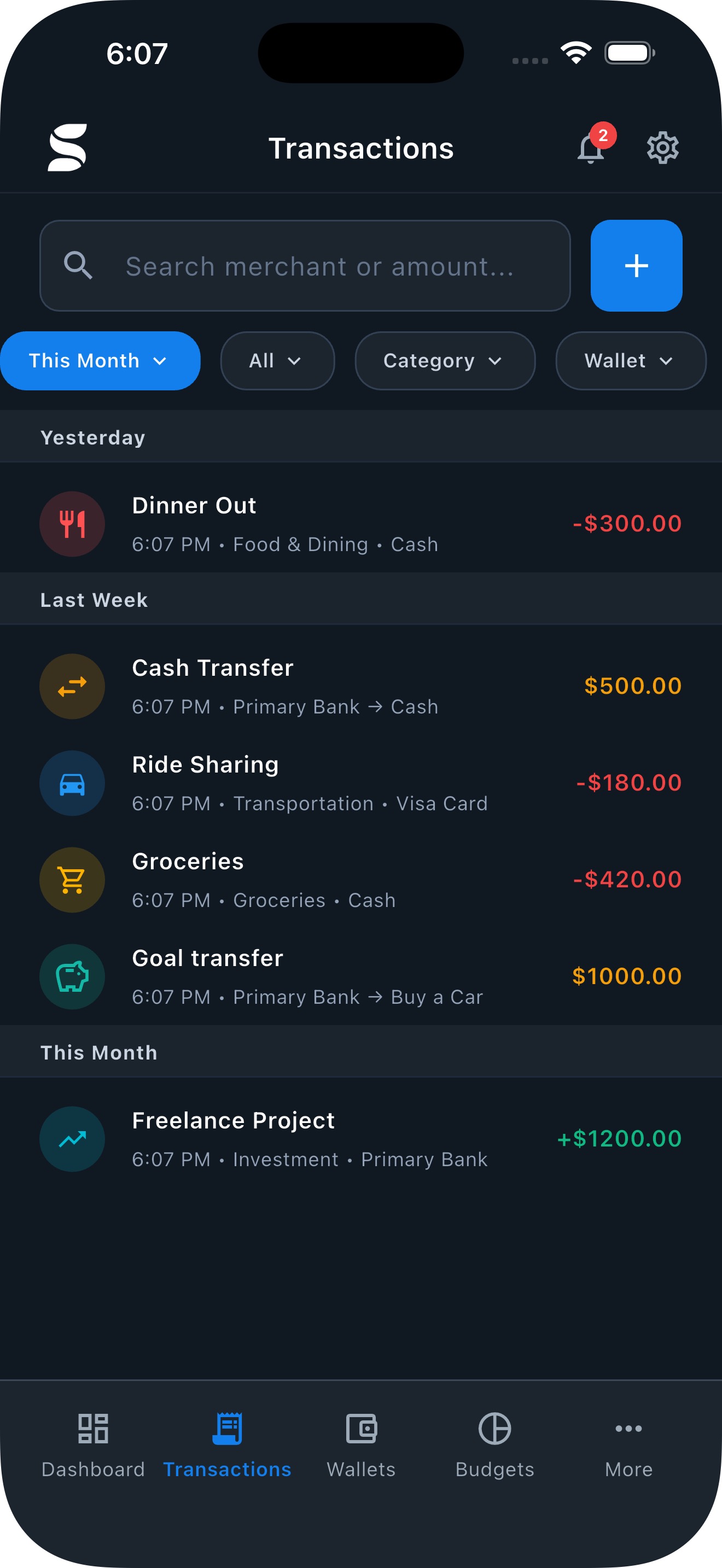 Track Spendary transactions
